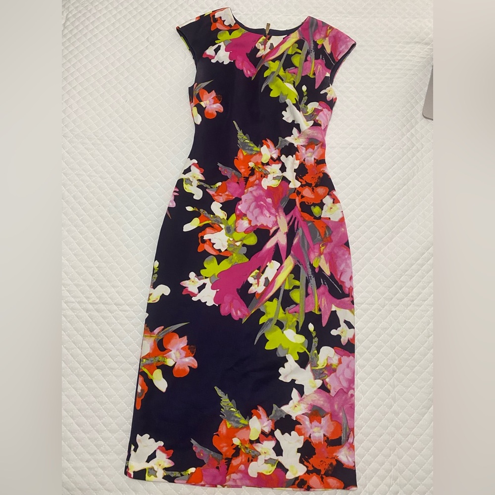Vince Camuto Dress Floral Lined Classy Midi